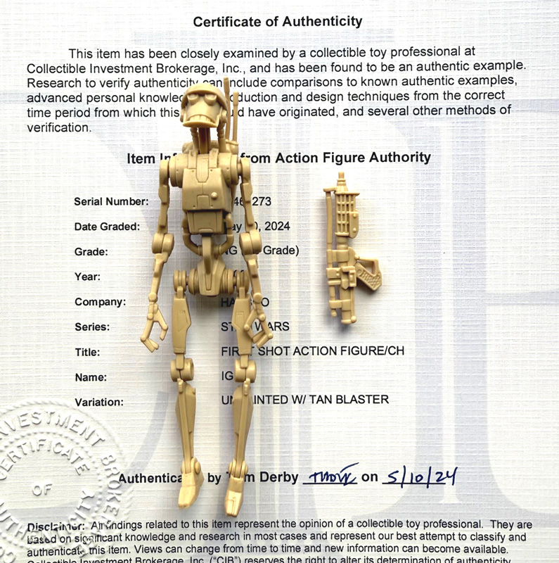 画像: 2008 HASBRO IG-97 Prototype (Test Shot) with COA (On Con. BB)