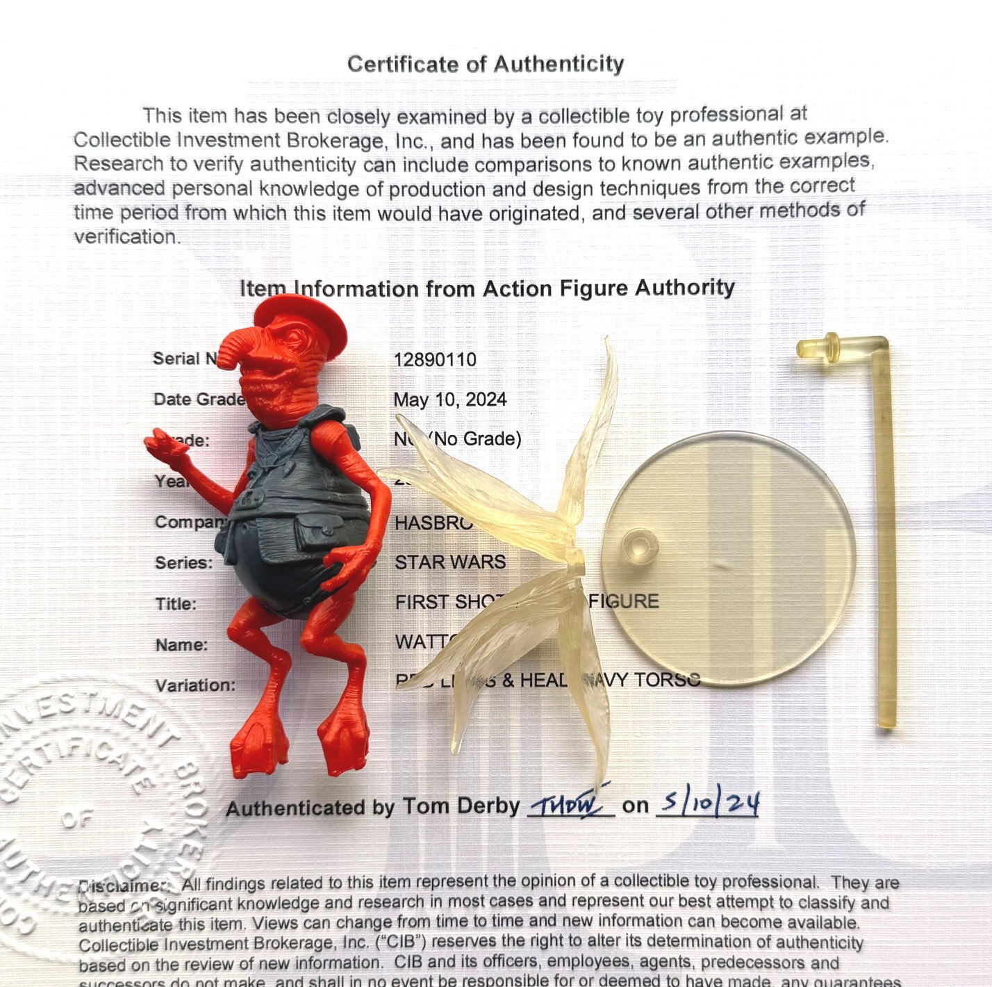 画像: 2002 HASBRO WATTO Prototype (Test Shot) with COA (On Con. BB)